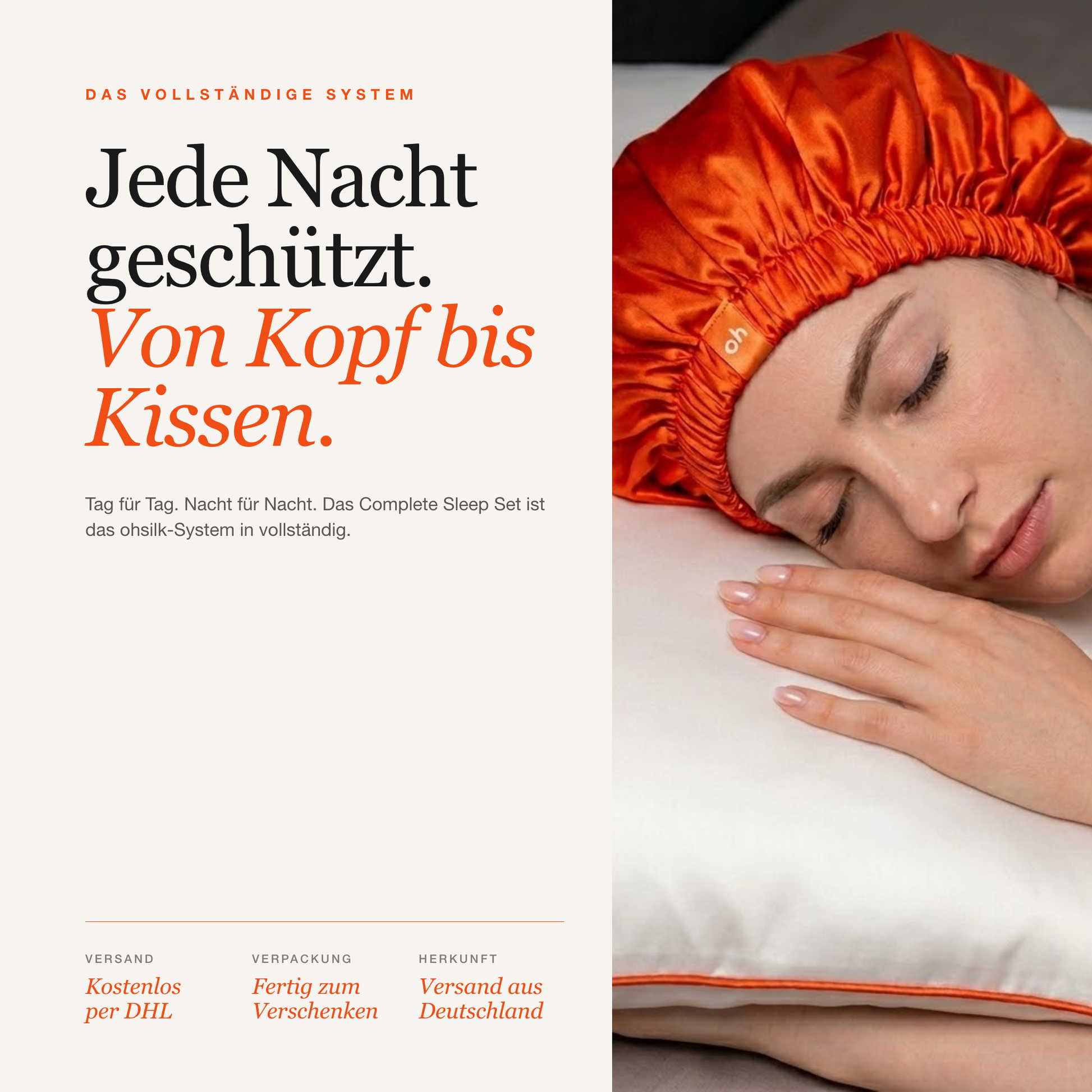 ohsilk Complete Sleep Set — Gesamtwert 218 Euro rundum Haarschutz über Nacht