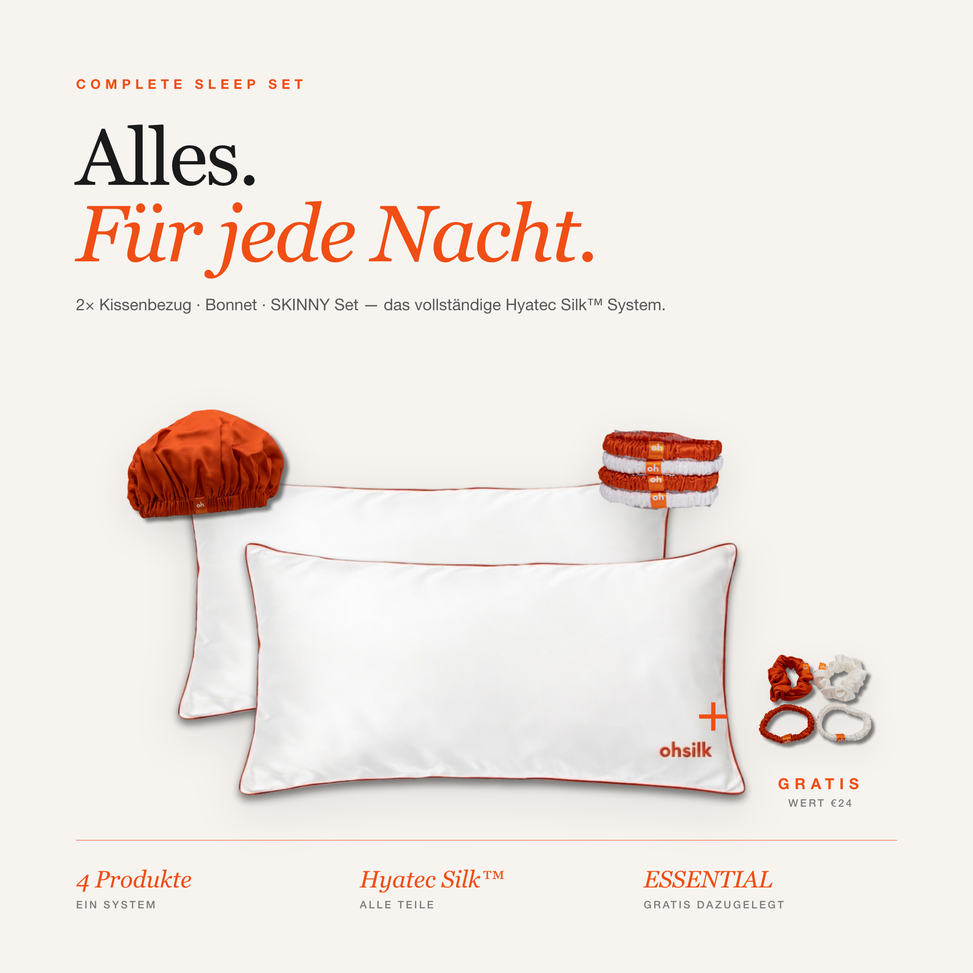ohsilk Complete Sleep Set — das vollständige Hyatec Silk™ Haarschutz-System
