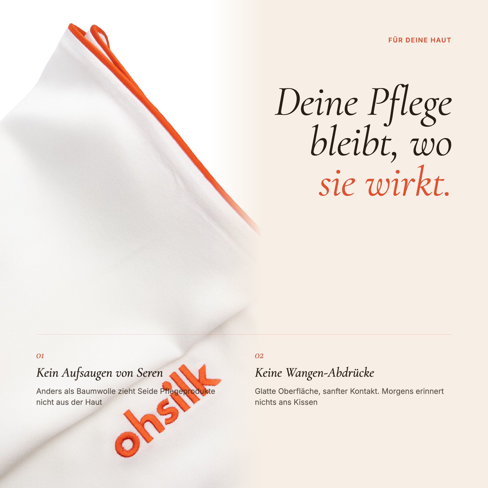 Hyatec Silk™ Kissenbezug Reißverschluss — 40x80 cm
